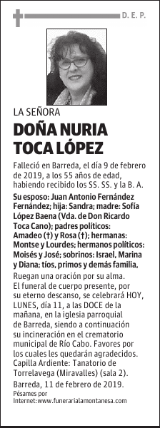 DOÑA NURIA TOCA LÓPEZ