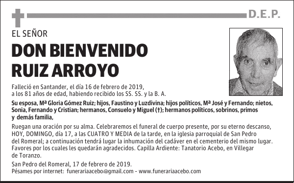 DON BIENVENIDO RUIZ ARROYO