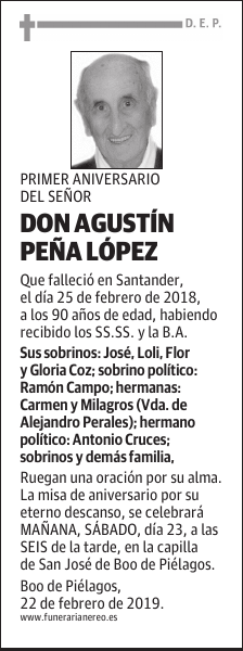 DON AGUSTÍN PEÑA LÓPEZ