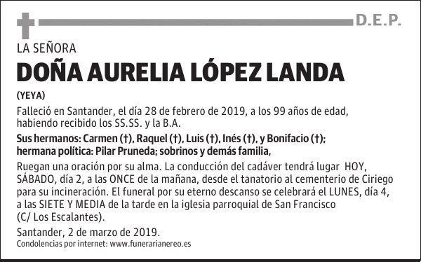 DOÑA AURELIA LÓPEZ LANDA