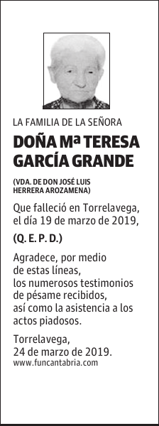 DOÑA Mª TERESA GARCÍA GRANDE
