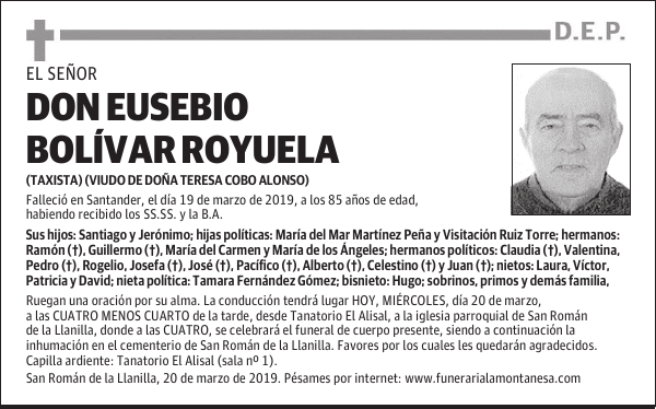 DON EUSEBIO BOLÍVAR ROYUELA