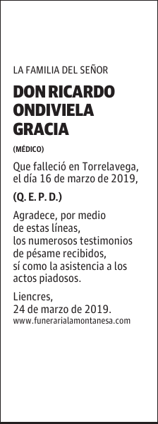 DON RICARDO ONDIVIELA GRACIA