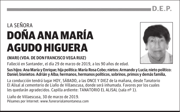 DOÑA ANA MARÍA AGUDO HIGUERA