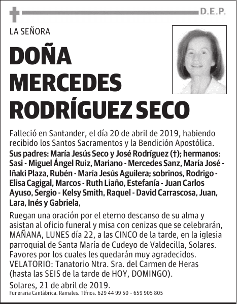 DOÑA MERCEDES RODRÍGUEZ SECO