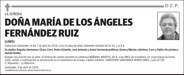 DOÑA MARÍA DE LOS ÁNGELES FERNÁNDEZ RUIZ