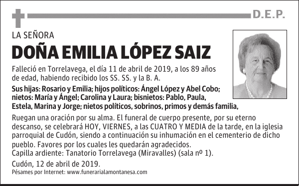 DOÑA EMILIA LÓPEZ SAIZ