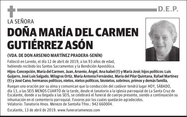 DOÑA MARÍA DEL CARMEN GUTIÉRREZ ASÓN