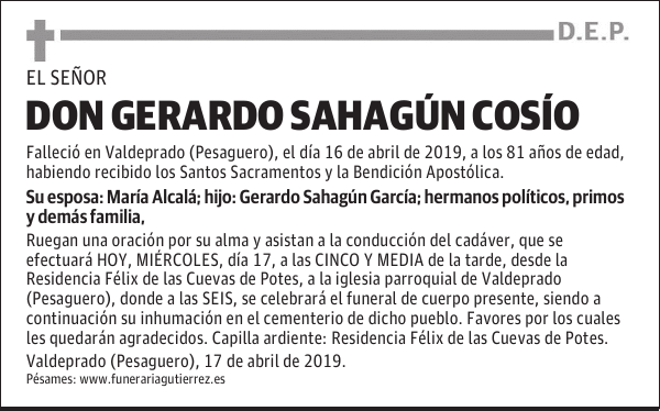 DON GERARDO SAHAGÚN COSÍO