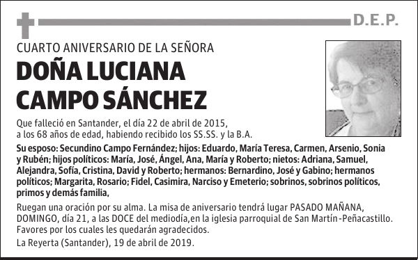 DOÑA LUCIANA CAMPO SÁNCHEZ