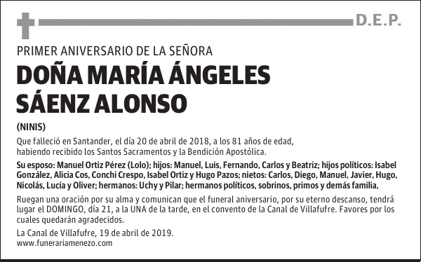 DOÑA MARÍA ÁNGELES SÁENZ ALONSO