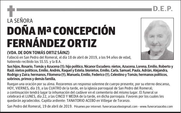 DOÑA MARÍA CONCEPCIÓN FERNÁNDEZ ORTIZ