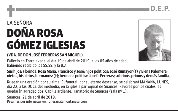 DOÑA ROSA GÓMEZ IGLESIAS