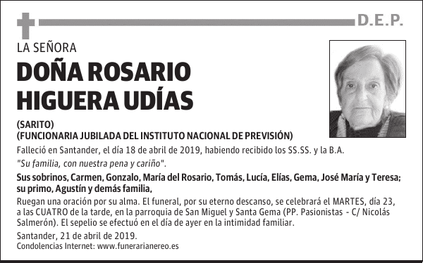 DOÑA ROSARIO HIGUERA UDÍAS
