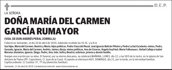 DOÑA MARÍA DEL CARMEN GARCÍA RUMAYOR