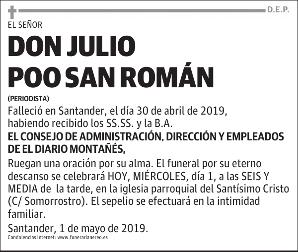 DON JULIO POO SAN ROMÁN