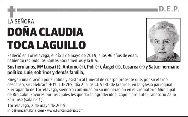 DOÑA CLAUDIA TOCA LAGUILLO