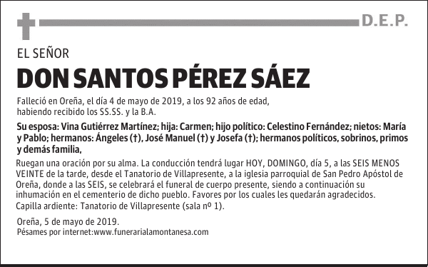 DON SANTOS PÉREZ SÁEZ