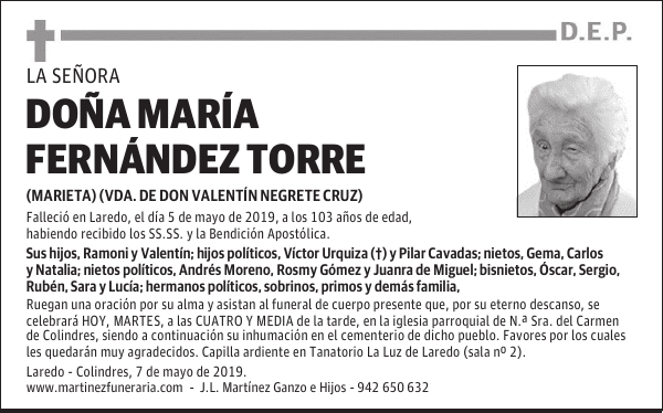 DOÑA MARÍA FERNÁNDEZ TORRE