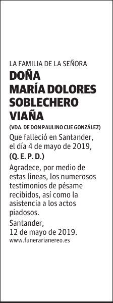 DOÑA MARÍA DOLORES SOBLECHERO VIAÑA