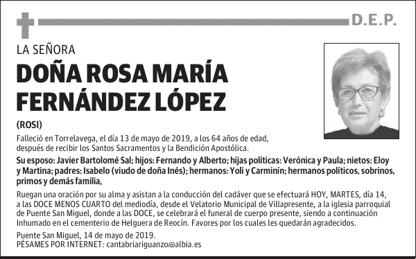 DOÑA ROSA MARÍA FERNÁNDEZ LÓPEZ