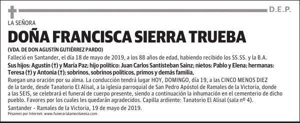 DOÑA FRANCISCA SIERRA TRUEBA