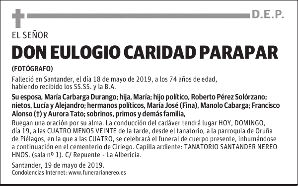 DON EULOGIO CARIDAD PARAPAR