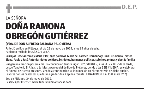 DOÑA RAMONA OBREGÓN GUTIÉRREZ