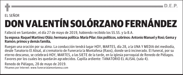 DON VALENTÍN SOLÓRZANO FERNÁNDEZ