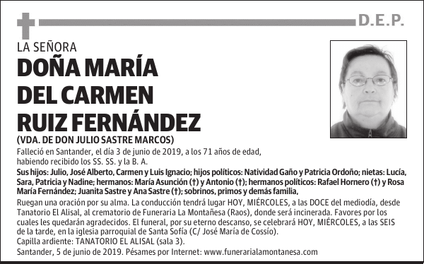 DOÑA MARÍA DEL CARMEN RUIZ FERNÁNDEZ