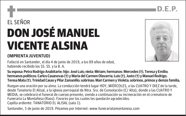 DON JOSÉ MANUEL VICENTE ALSINA