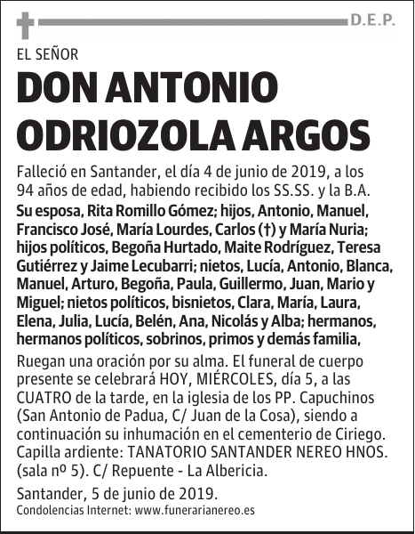 DON ANTONIO ODRIOZOLA ARGOS