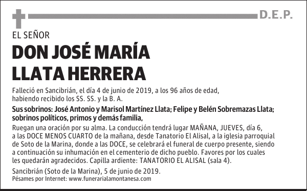 DON JOSÉ MARÍA LLATA HERRERA