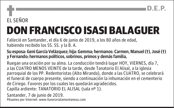 DON FRANCISCO ISASI BALAGUER