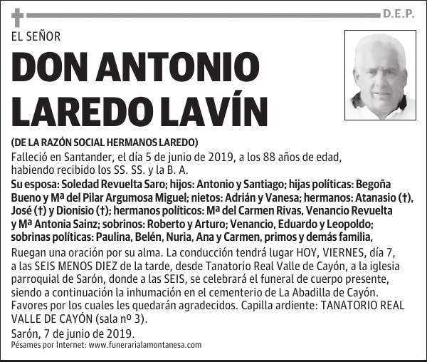 DON ANTONIO LAREDO LAVÍN