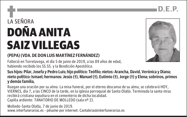 DOÑA ANITA SAIZ VILLEGAS