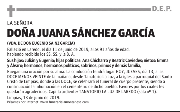 DOÑA JUANA SÁNCHEZ GARCÍA