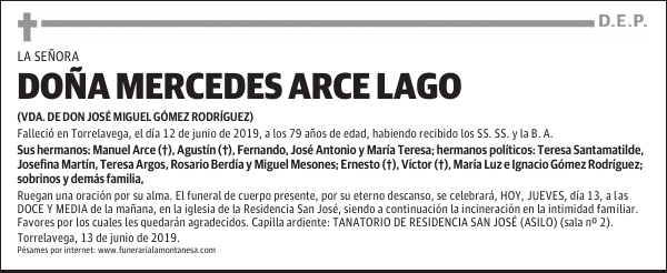 DOÑA MERCEDES ARCE LAGO