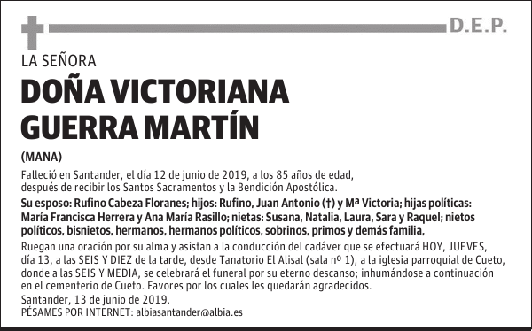 DOÑA VICTORIANA GUERRA MARTÍN