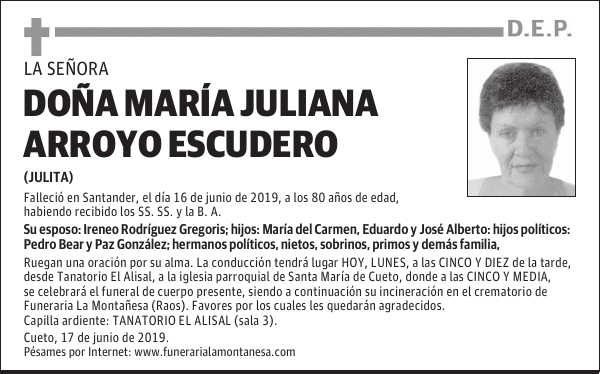 DOÑA MARÍA JULIANA ARROYO ESCUDERO