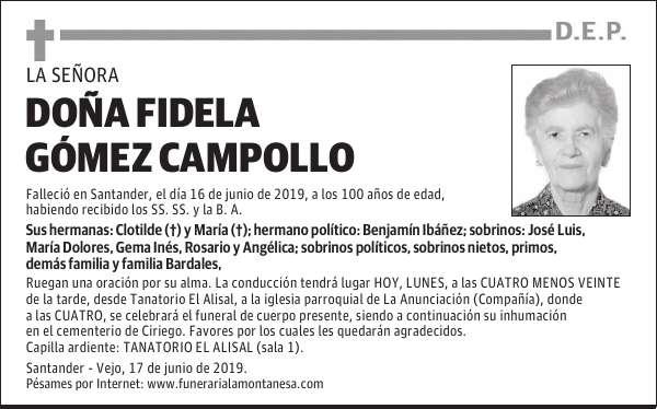 DOÑA FIDELA GÓMEZ CAMPOLLO