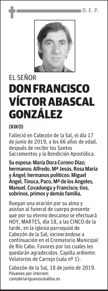 DON FRANCISCO VÍCTOR ABASCAL GONZÁLEZ
