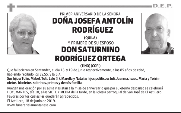 DOÑA JOSEFA ANTOLÍN RODRÍGUEZ
