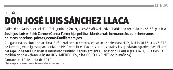 DON JOSÉ LUIS SÁNCHEZ LLACA