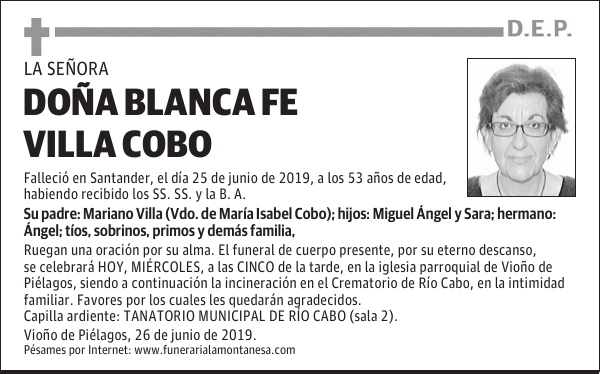 DOÑA BLANCA FE VILLA COBO