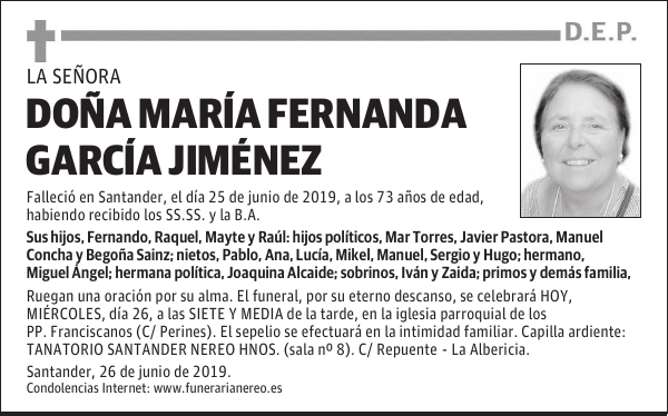 DOÑA MARÍA FERNANDA GARCÍA JIMÉNEZ