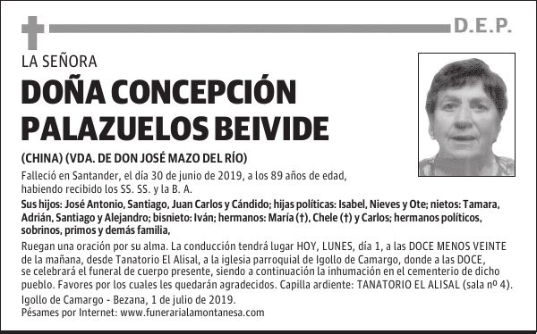 DOÑA CONCEPCIÓN PALAZUELOS BEIVIDE