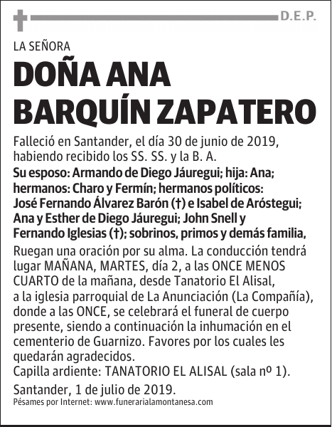DOÑA ANA BARQUÍN ZAPATERO