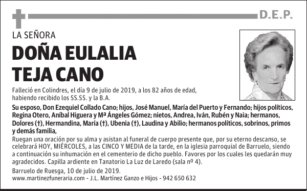 DOÑA EULALIA TEJA CANO