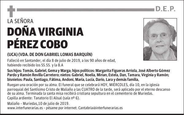 DOÑA VIRGINIA PÉREZ COBO